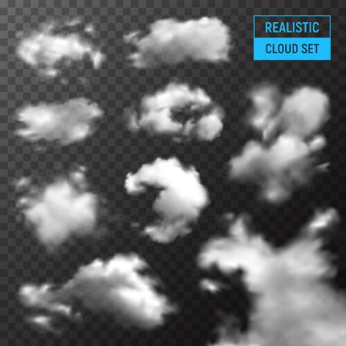 Realistic cloud white clouds fluffy sky fog Vector Image