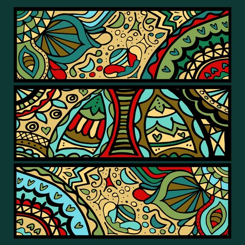 Ethnic Pattern Cards Set Royalty Free Vector Image