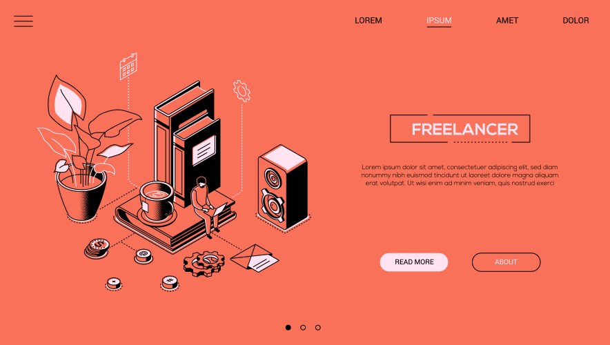 Freelancer - line design style isometric web vector image