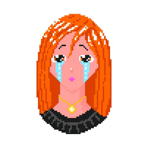 Crying anime girl pixel art 8 bit object fashion vector image