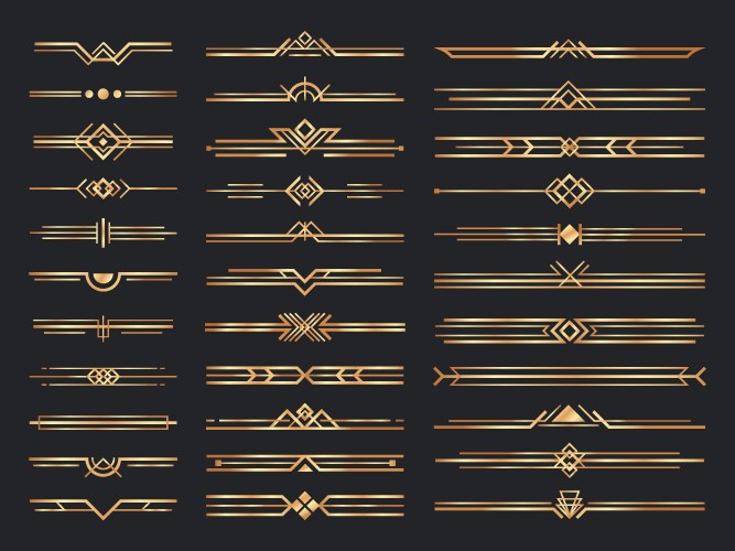Art Deco Golden Dividers & Ornaments Vector Image