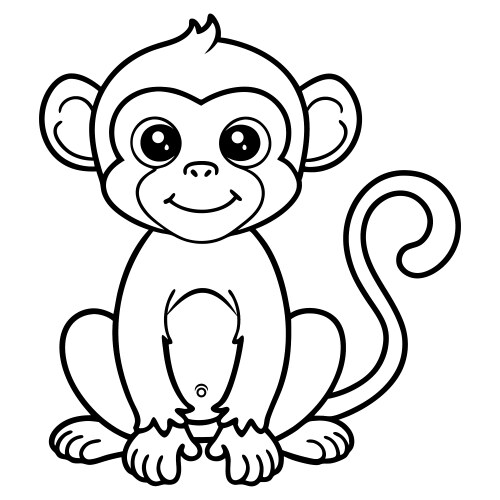 Cute monkey coloring page on white background Vector Image