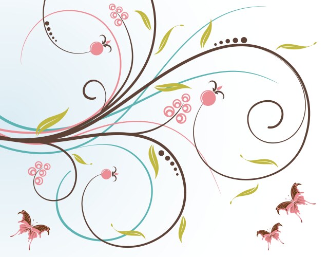 Doodles floral background Royalty Free Vector Image