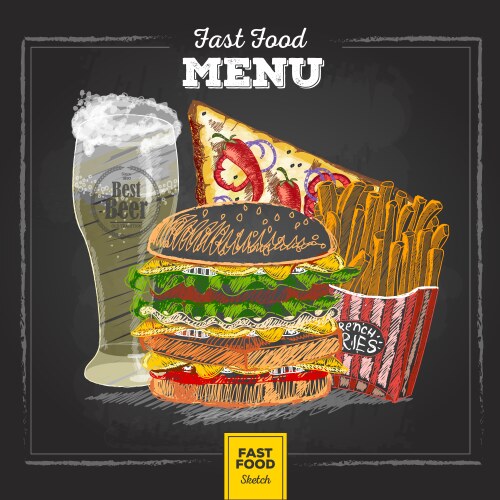 Retro Chalk Fast Food Menu Vector Image