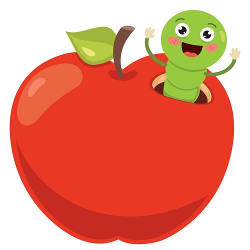 Red apple and worm Vector Image
