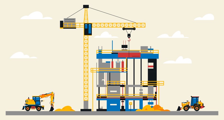 Construction site building under Royalty Free Vector Image