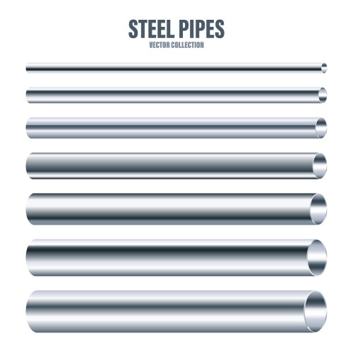 steel pipes collection construction material vector image