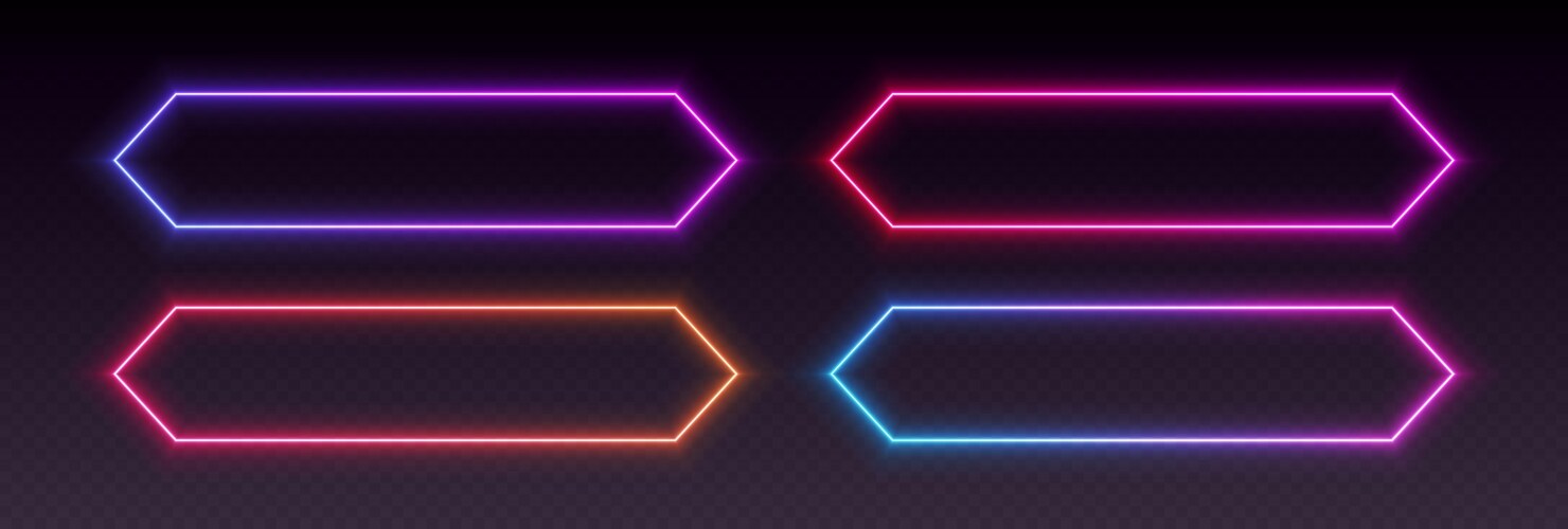 Glowing neon stars set of four Royalty Free Vector Image