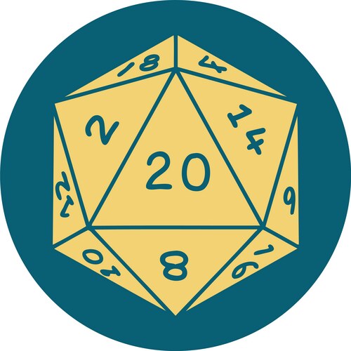 D20 Dice Tattoo Icon Vector Image