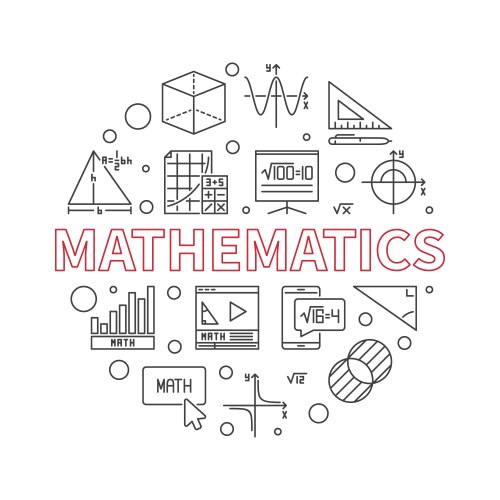 Mathematics concept line circular banner math vector image