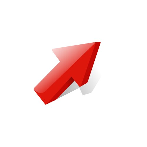 red glossy arrow pointing upwards vector image