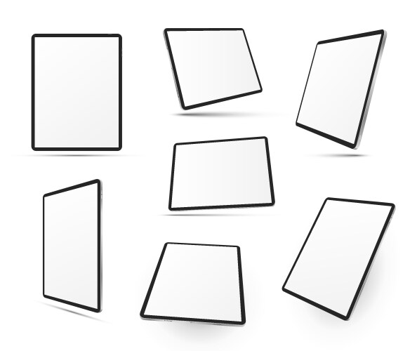 Tablet computers in different positions realistic vector image