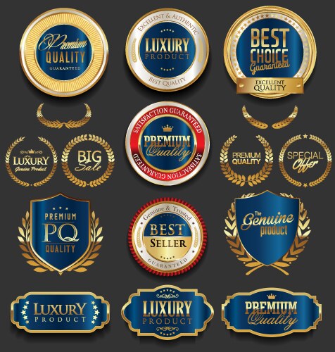 Gradient golden luxury badges collection design Vector Image