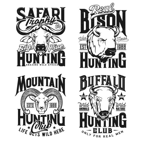 Hunting Buffalo & Bison T-Shirt Vector Image