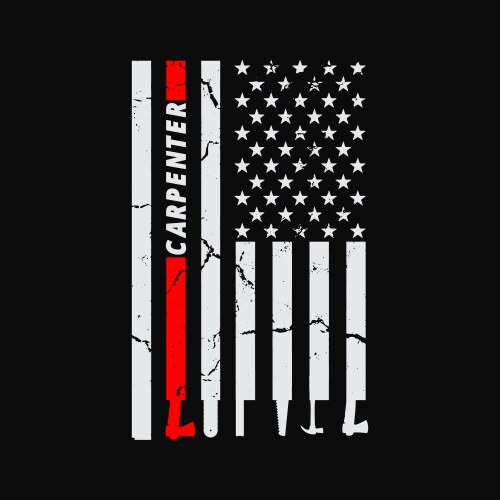 Funny carpenter shirts usa flag Vector Image