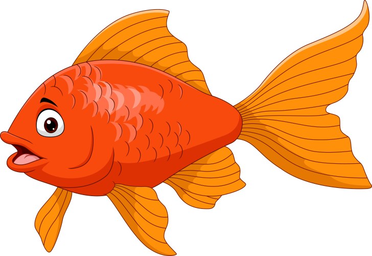 cartoon golden fish isolated on white background vector