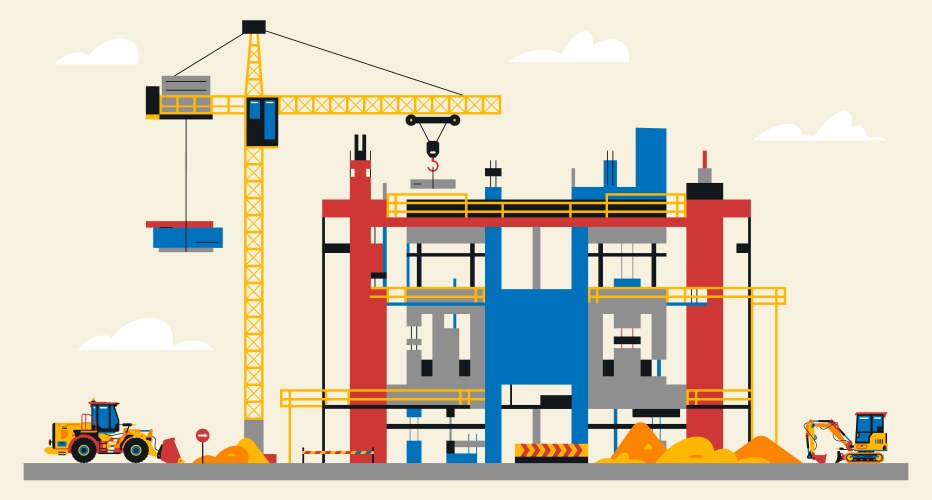 Flat design construction site sign Royalty Free Vector Image