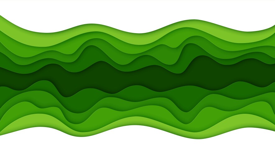 green paper cut waves background ecology vector image