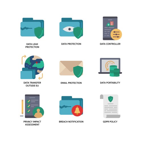 general data protection regulation gdpr icons vector image