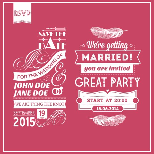 Pink Wedding Stamps & Labels Vector Image