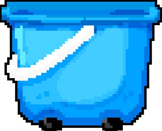 Empty plastic bucket container game pixel art Vector Image