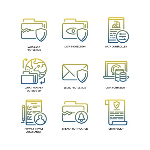 General data protection regulation gdpr icons vector image