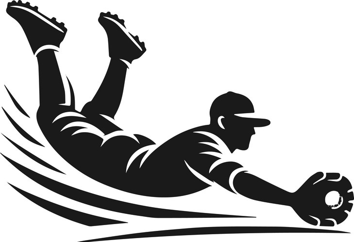 Baseball Player Diving Catch
