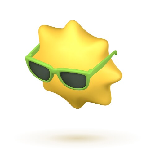 cute cartoon 3d sun with sunglasses summertime vector