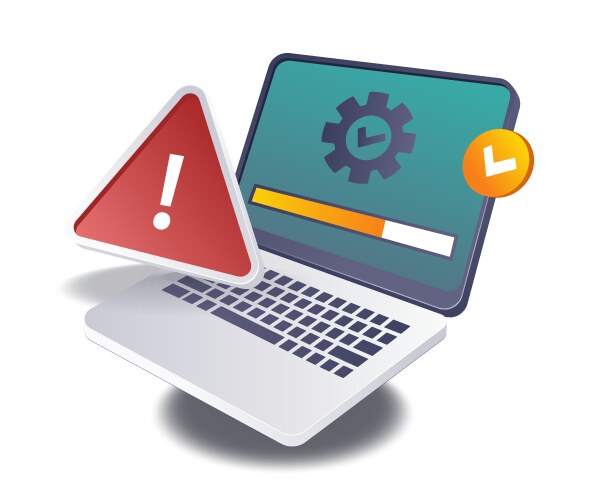 Process of troubleshooting computer warnings vector image