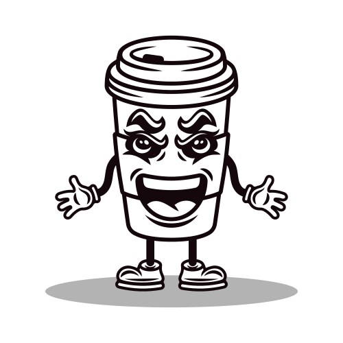 Happy paper cup with coffee Royalty Free Vector Image