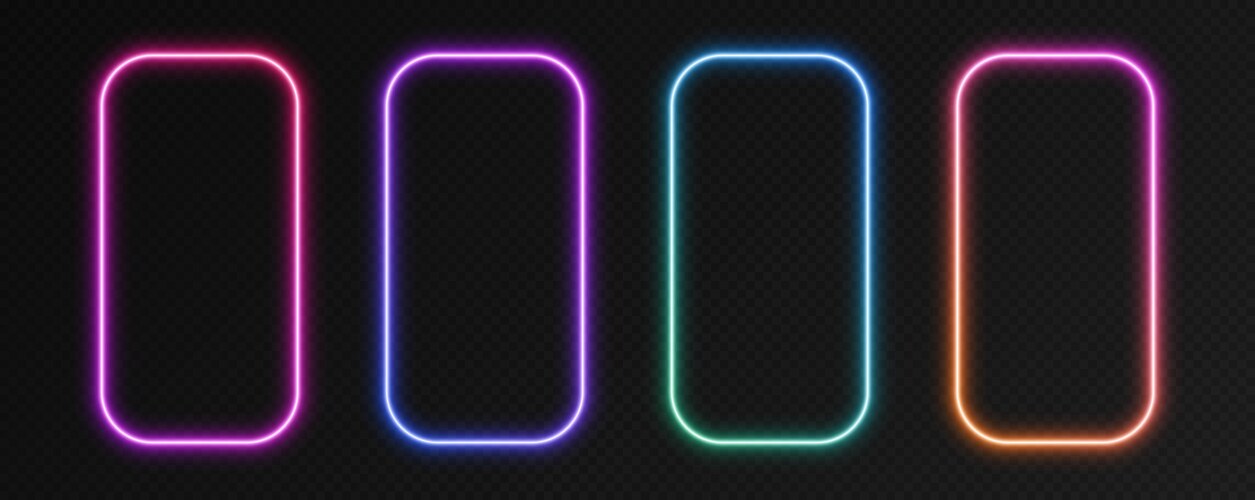 Gradient neon frames rectangular borders vector image