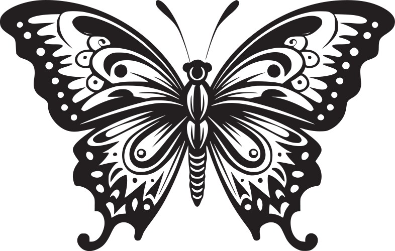 Butterfly - black and white Vector Image