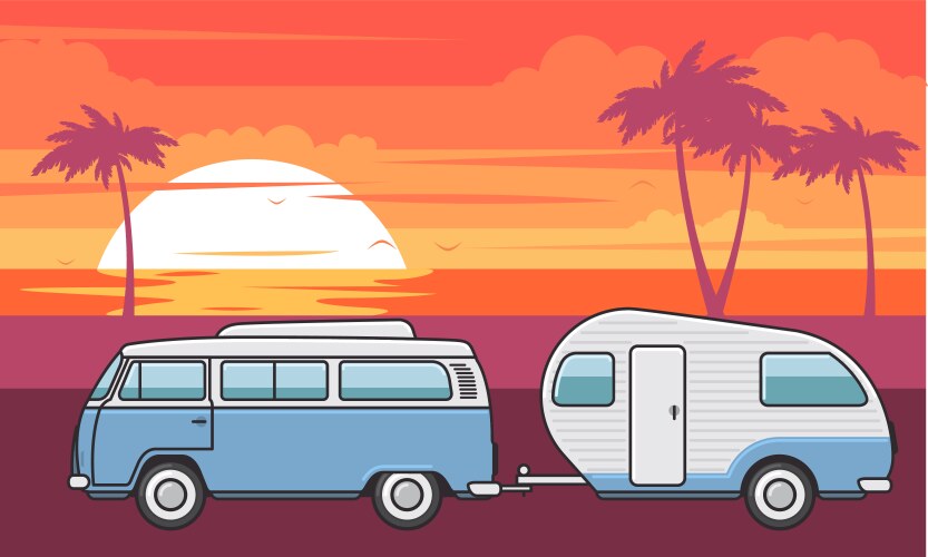Classic vintage rv camper van motorhome caravan Vector Image