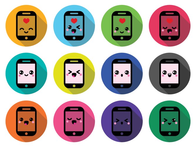 Japanese cute kawaii character - mobile or cell ph vector image