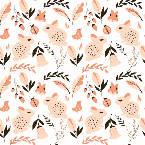 Pattern with birds and flowers Royalty Free Vector Image