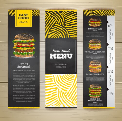 Vintage Chalk Fast Food Menu Set Vector Image