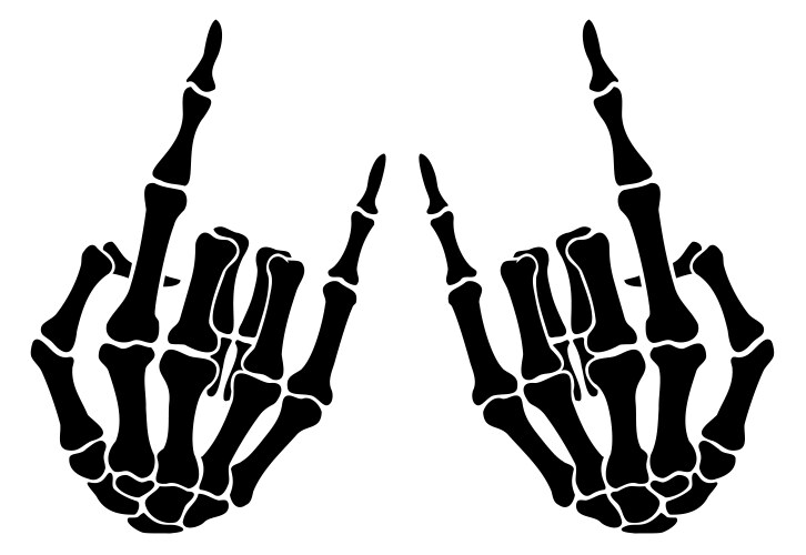 Skeleton bone rock on hand sign vector image