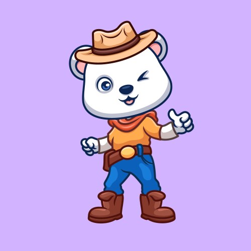 cowboy polar bear cartoon vector image