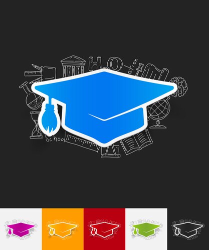 Graduation paper sticker with hand drawn elements Vector Image
