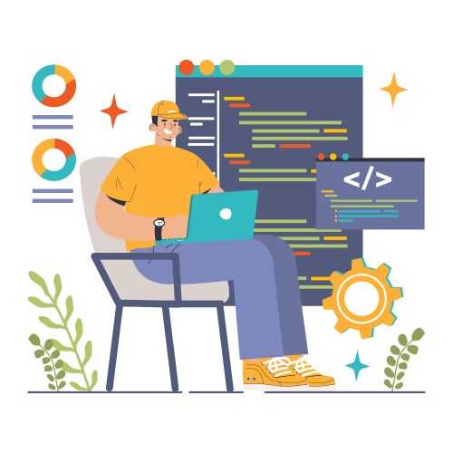 Back-end development coding software engineering vector image