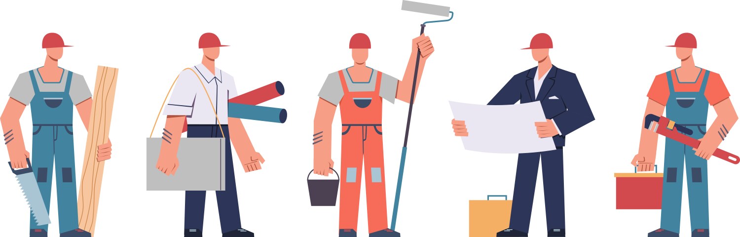 Construction worker team Royalty Free Vector Image