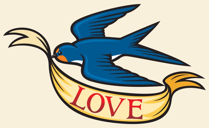 Swallow Bird Tattoo Vector Image