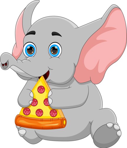Cute Baby Elephant with Pizza Vector Image