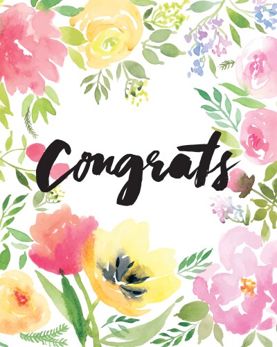 Watercolor Floral Greeting Card Vector Image