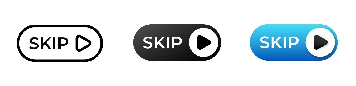 Set of three skip buttons in different vector image