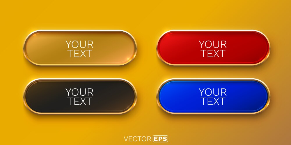 Golden frame label set color event bar button vector image