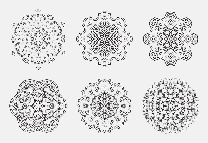 mandala burst lined vintage shapes vector