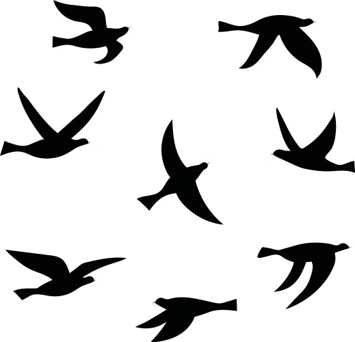 Birds in Flight Silhouette Vector Image
