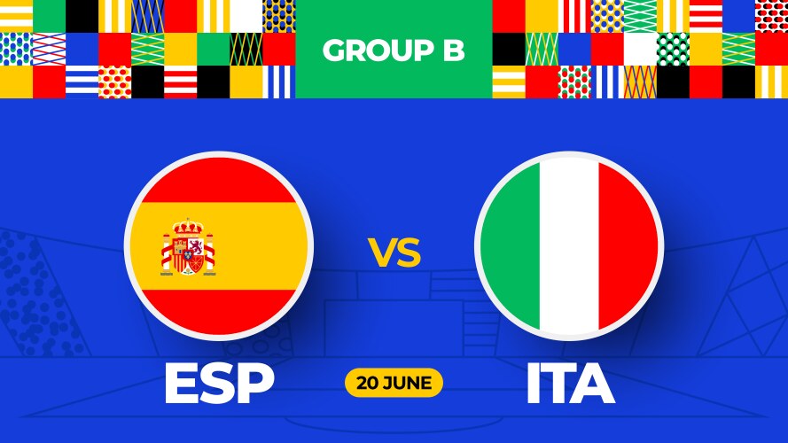 Spain vs italy football 2024 match versus Vector Image
