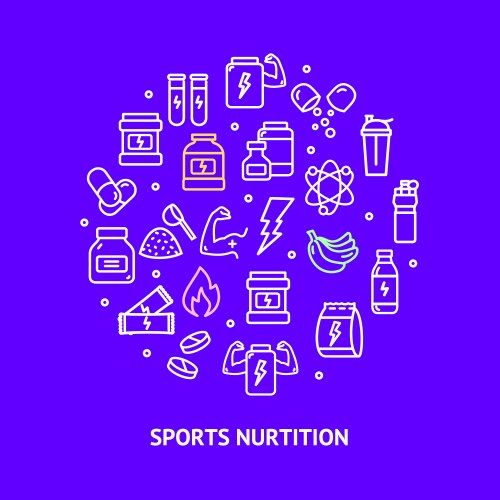 Sport nutrition round design template contour vector image